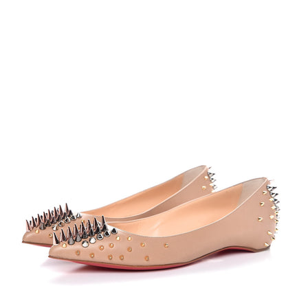 Christian Louboutin Nappa Goldoflat Spikes Flats 35.5 Nude 3 of 8