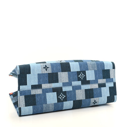 Louis Vuitton Denim Damier Monogram Onthego Blue Rouge 4 of 9