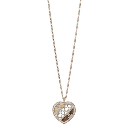 Chanel Crystal Crystal CC Coco Heart Necklace Gold 1 of 6