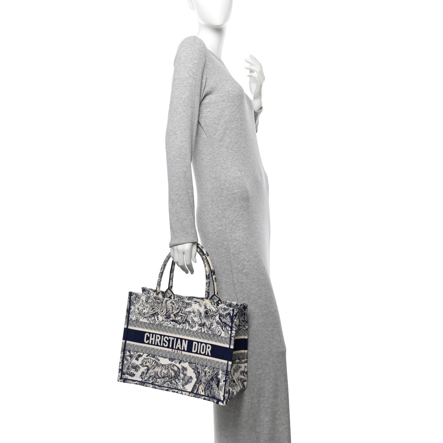 Canvas Embroidered Medium Dioriviera Toile De Jouy Reverse Book Tote Blue