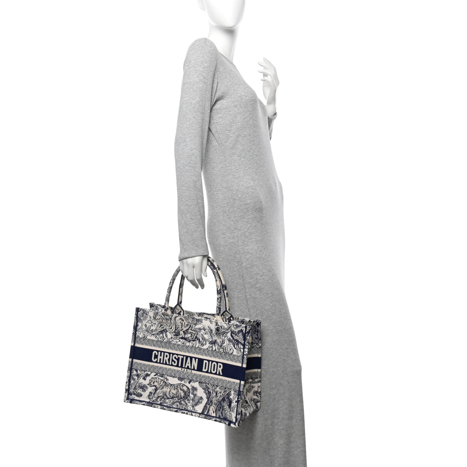 Christian Dior Canvas Embroidered Medium Dioriviera Toile De Jouy Reverse Book Tote Blue 2 of 13