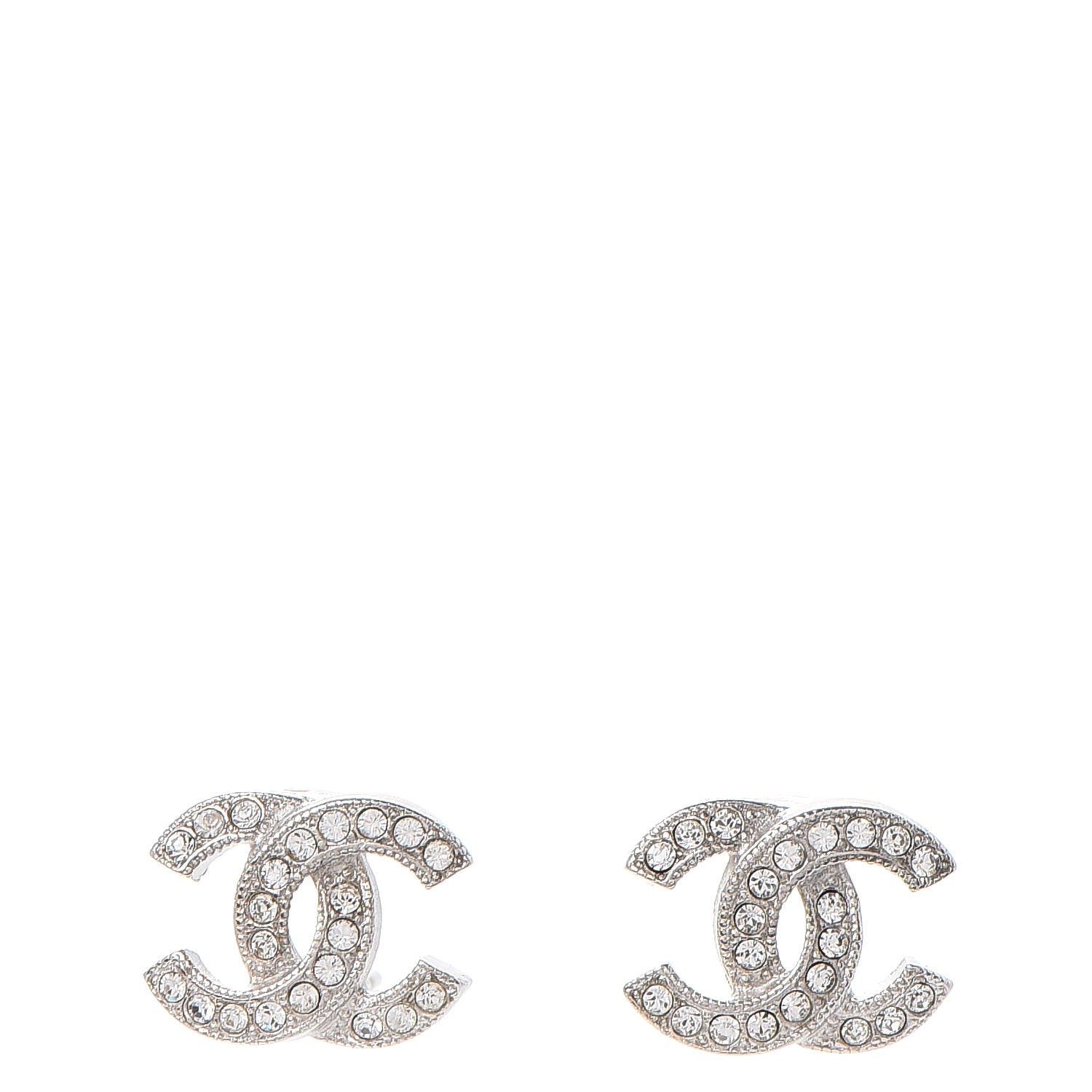 Chanel Crystal CC Earrings Silver 1 of 6