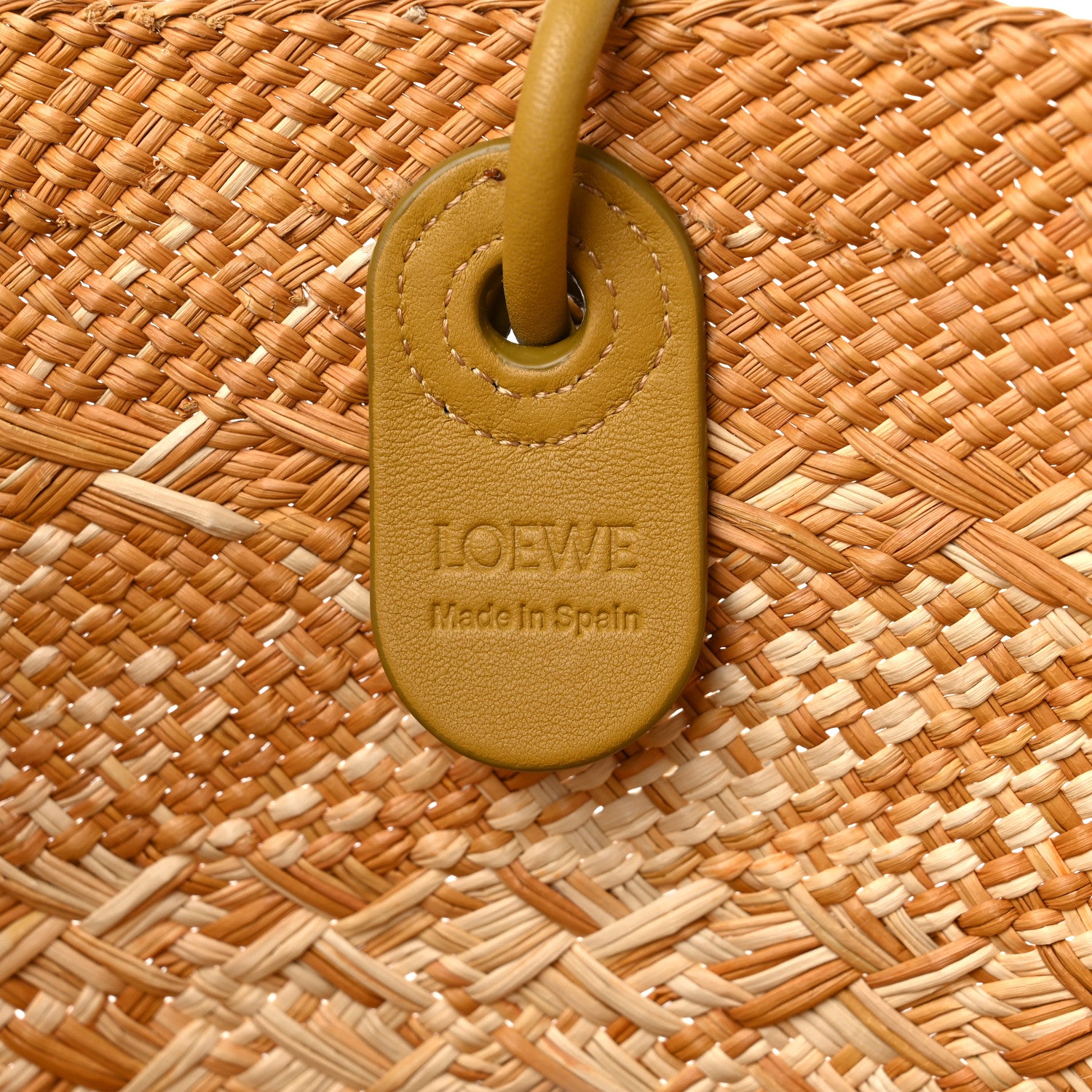 Loewe Iraca Palm Calfskin Medium Anagram Basket Tote Bag Ochre 6 of 10