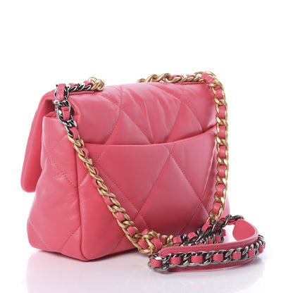 Chanel Shiny Goatskin Quilted Medium 19 Flap Dark Pink 4 of 10