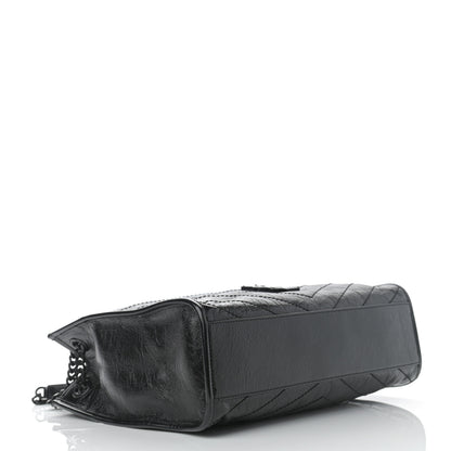 Saint Laurent Crinkled Calfskin Matelasse Monogram Medium Niki Shopper Tote Black 4 of 11