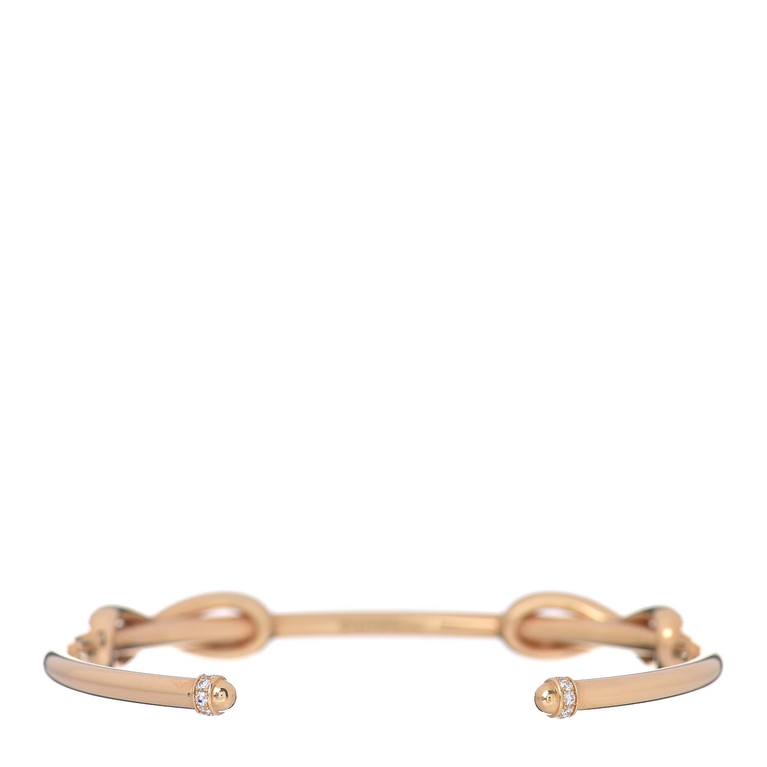 Tiffany 18K Yellow Gold Diamond Double Infinity Cuff Bracelet 3 of 4