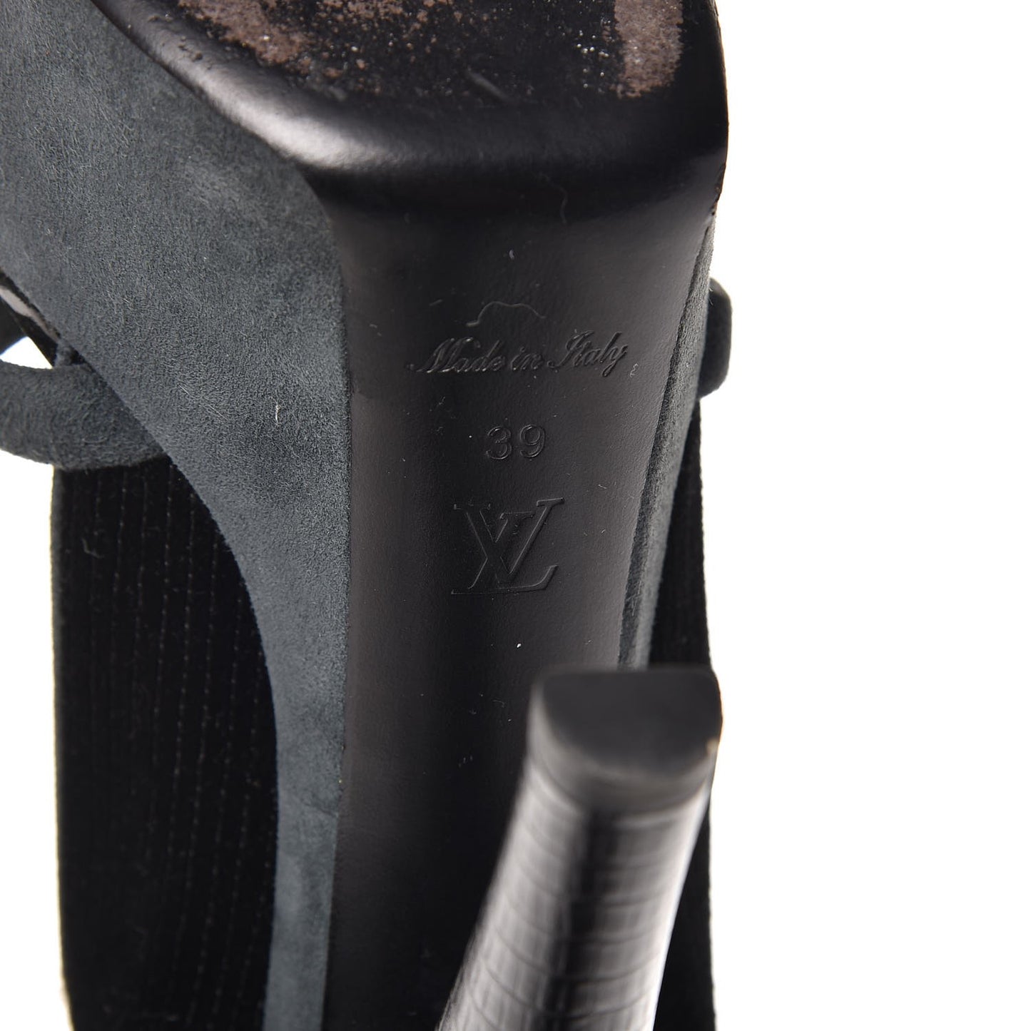 Suede Lizard Platform Ankle Wrap Sandals 39 Black