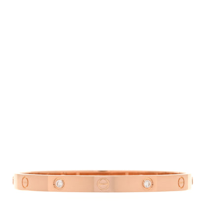Cartier 18K Pink Gold 4 Diamond LOVE Bracelet 19 1 of 9