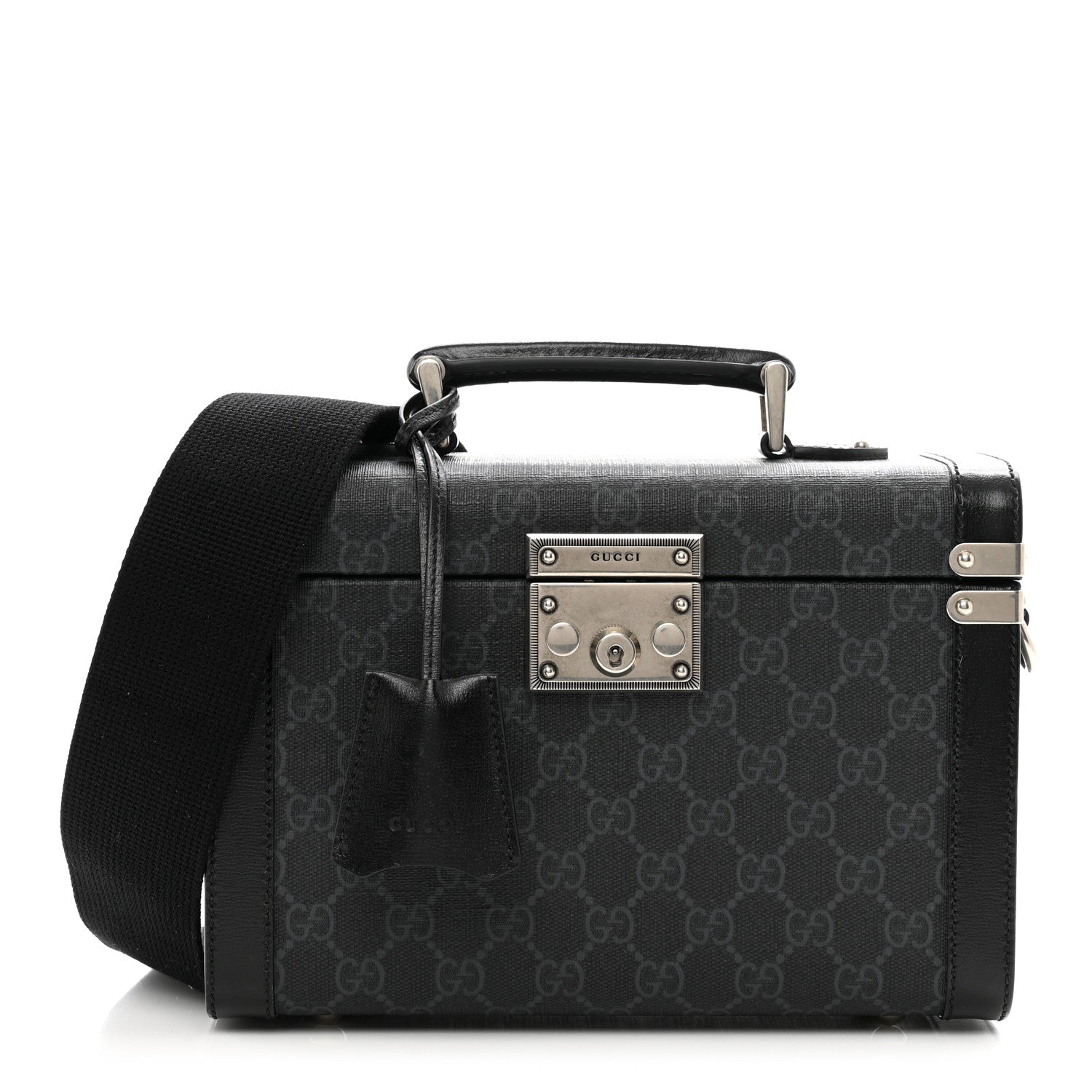 Gucci GG Supreme Monogram Calfskin Savoy Top Handle Beauty Case Black 1 of 10
