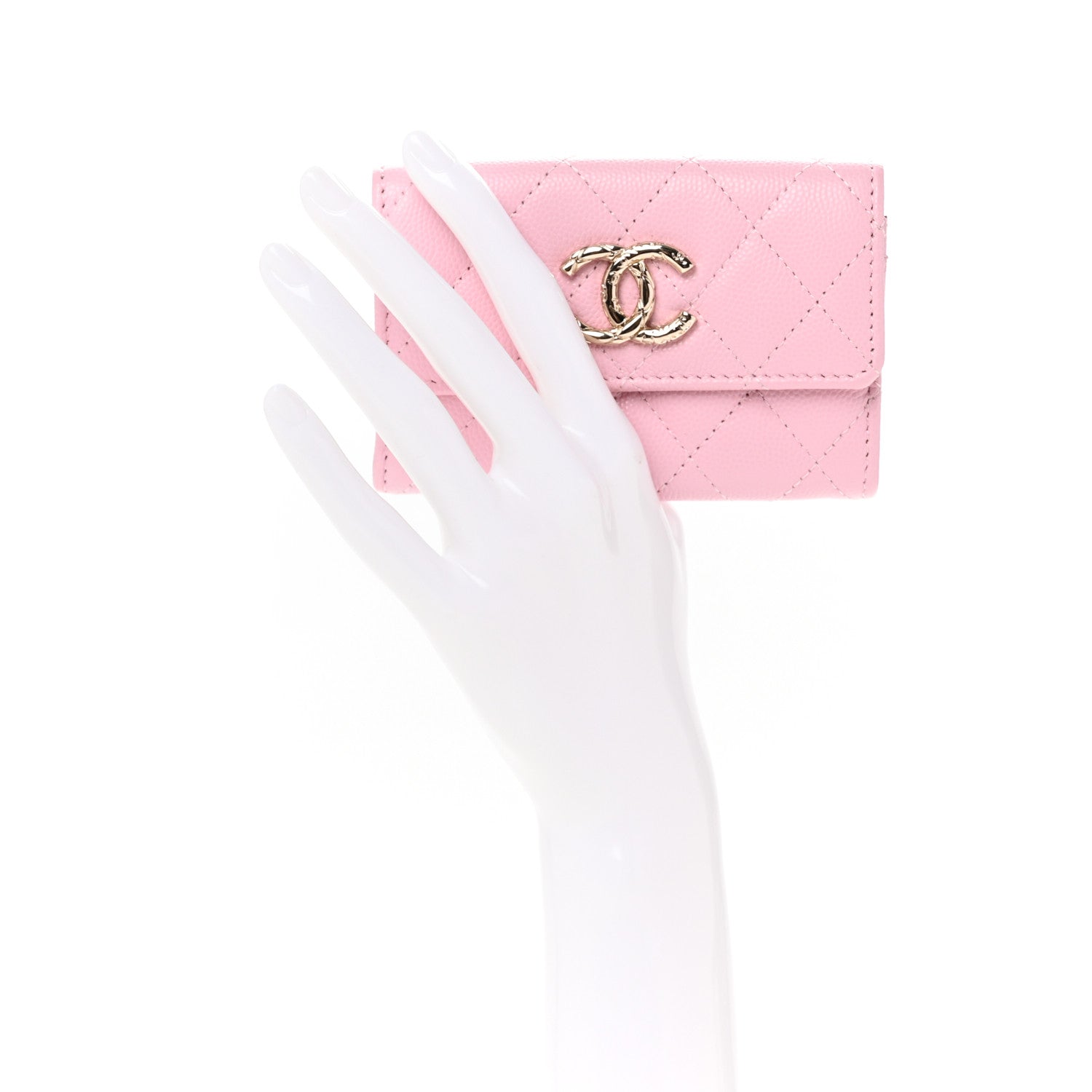 Chanel Caviar Quilted CC Flap Card Holder Pink 2 of 10
