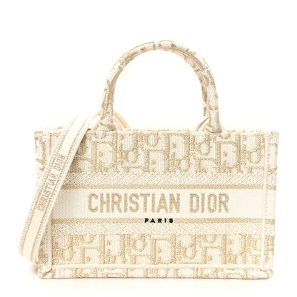 Christian Dior Oblique Mini Book Tote With Strap Gold Multicolor 1 of 10