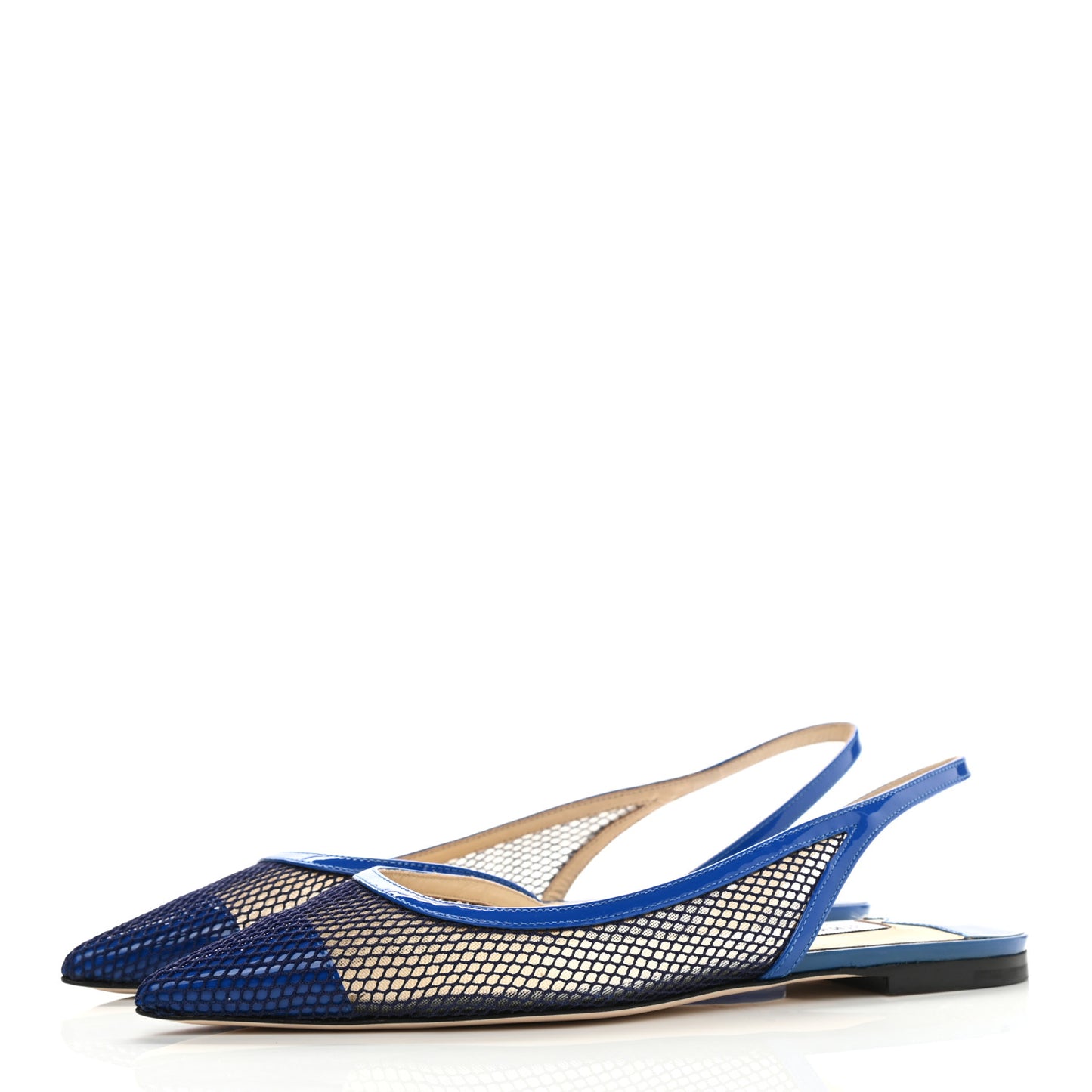 Patent Mesh Calfskin Fetto Slingback Flats 37.5 Electric Blue