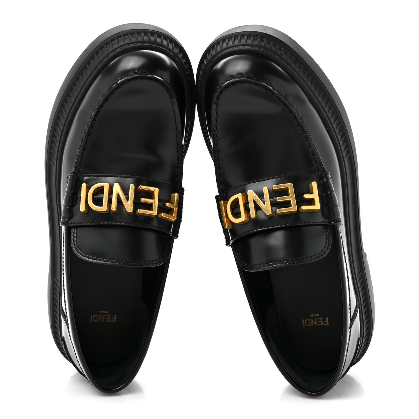 Vitello Abrasivato Fendigraphy 50mm Loafers 40.5 Black