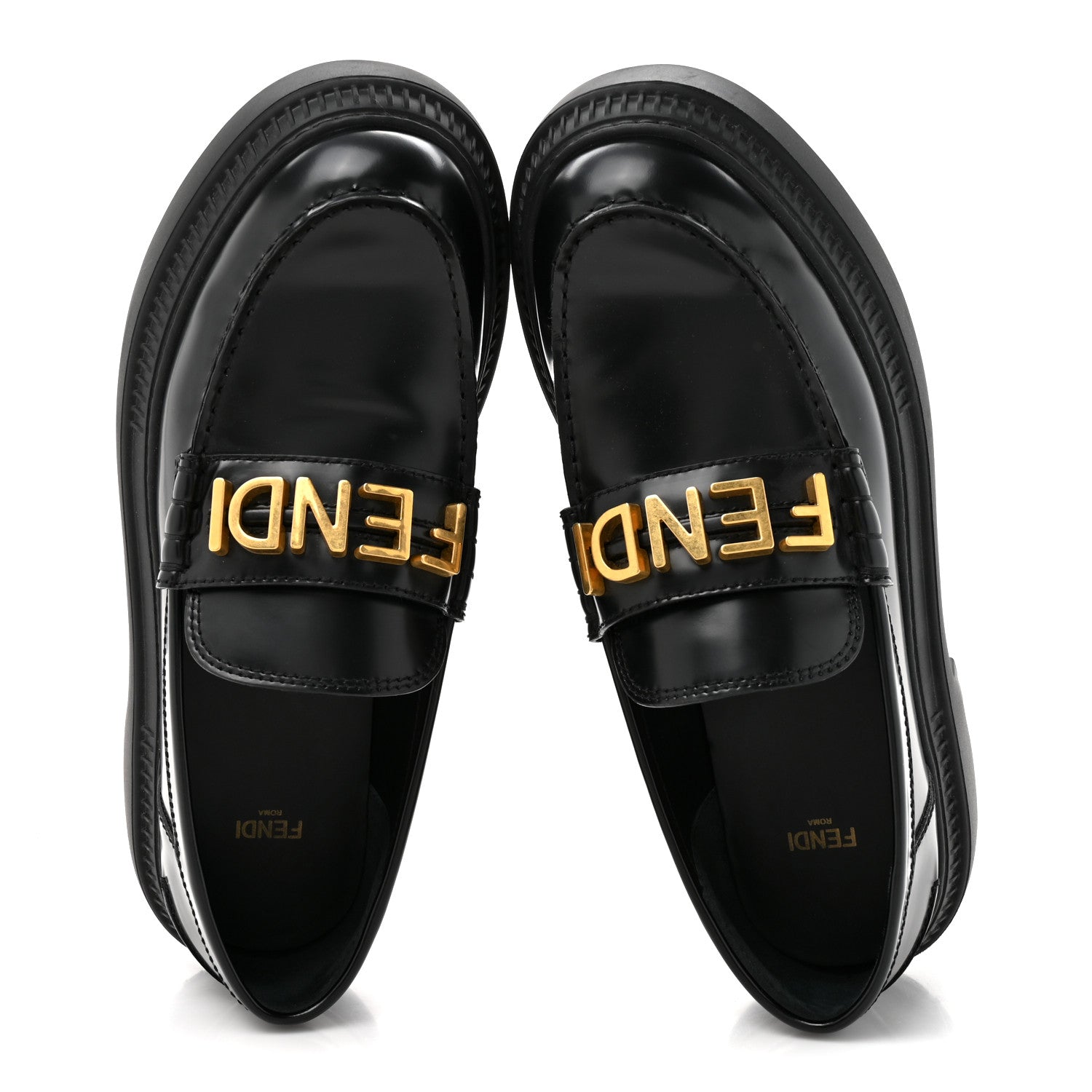 Fendi Vitello Abrasivato Fendigraphy 50mm Loafers 40.5 Black 2 of 9