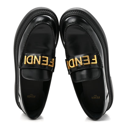 Fendi Vitello Abrasivato Fendigraphy 50mm Loafers 40.5 Black 2 of 9