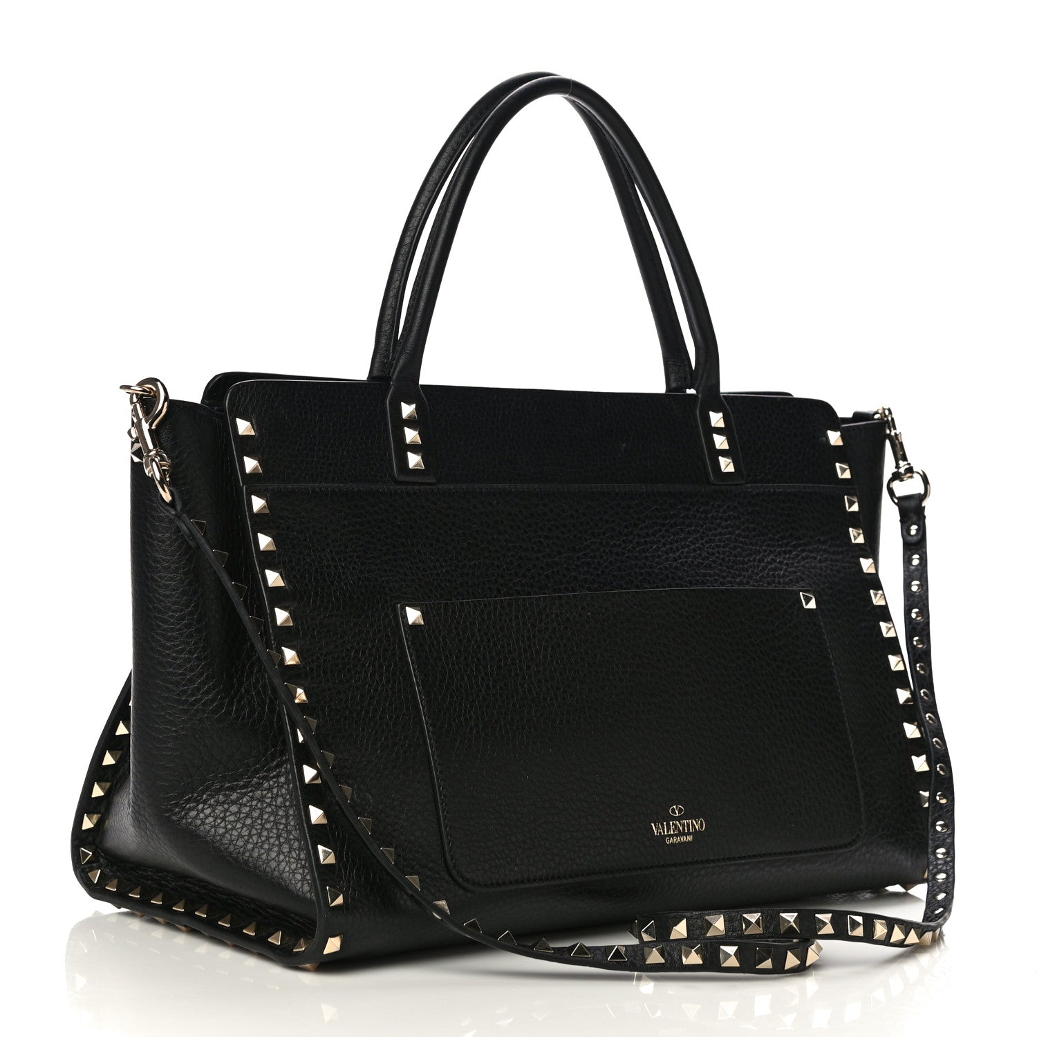 Valentino Garavani Grained Calfskin Rockstud Satchel Black 2 of 12