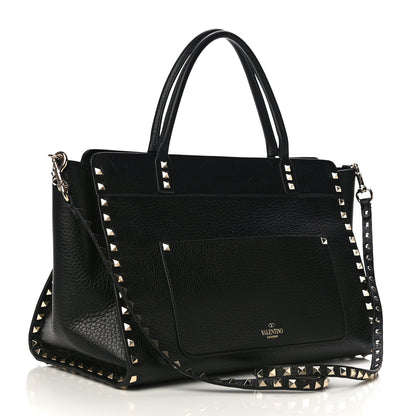 Valentino Garavani Grained Calfskin Rockstud Satchel Black 2 of 12