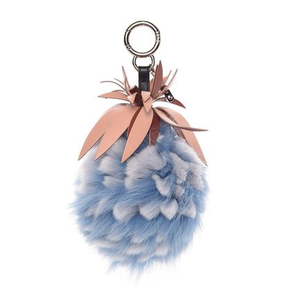 Fendi Fox Rabbit Fur Nappa Pineapple Bag Charm Nebula Baby Pink Multicolor 1 of 2