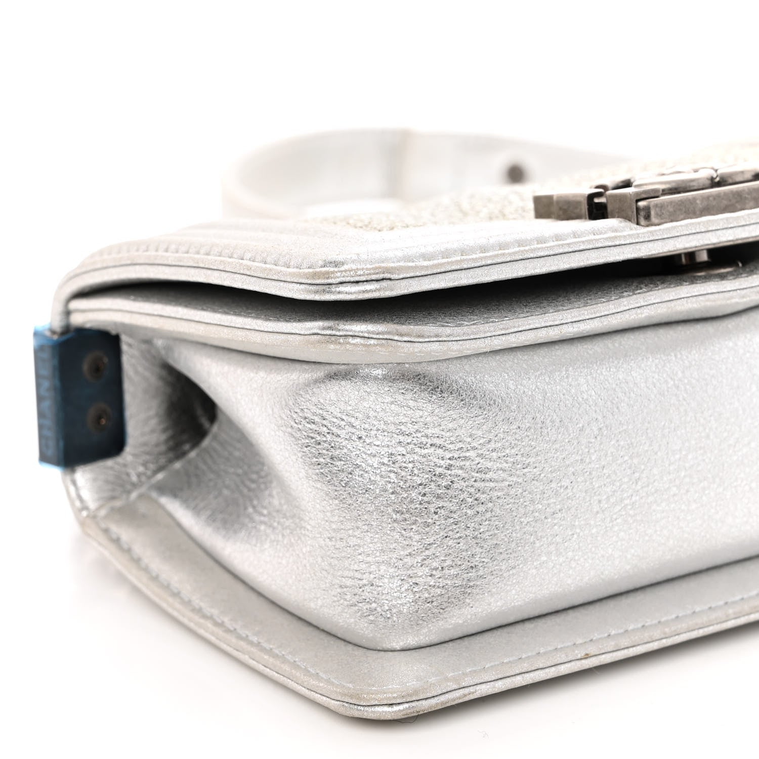 Chanel Metallic Galuchat Stingray Mini Boy Flap Silver 9 of 10