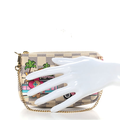 Louis Vuitton Damier Azur 2021 Christmas Animation Hollywood Mini Pochette Accessories Fuchsia 2 of 7