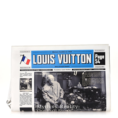 Louis Vuitton Calfskin Newspaper Print Pouch 1 of 7