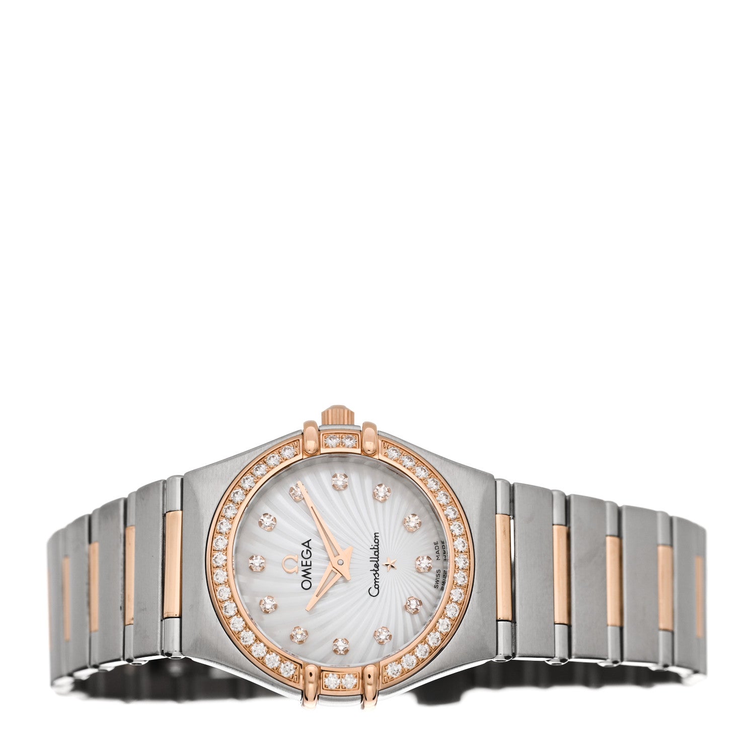 Omega Stainless Steel 18K Red Gold Diamond Bezel Mother of Pearl 25mm Constellation Quartz Watch 111.25.26.60.55.001 2 of 4