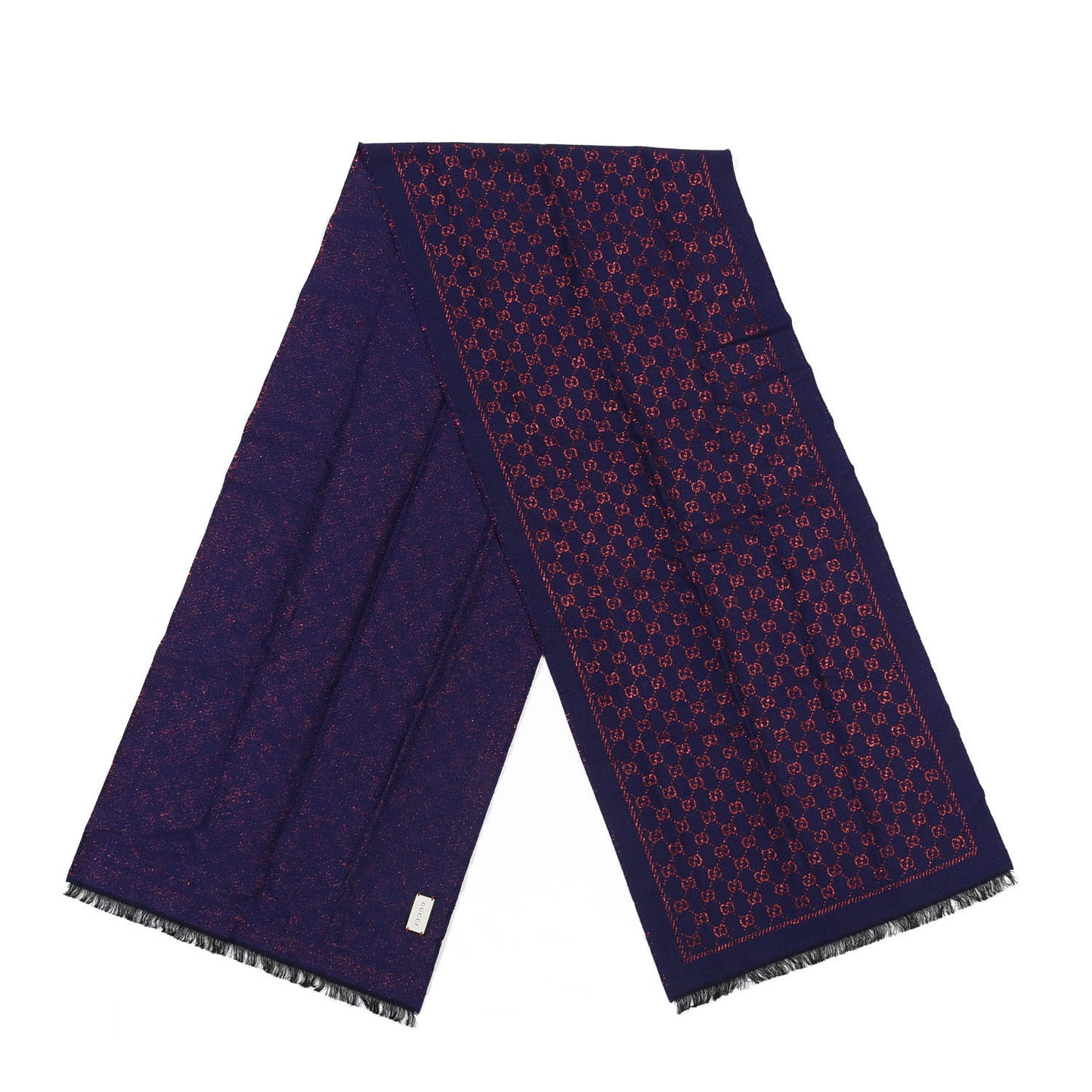 Wool Silk Jacquard GG Monogram Stenix Scarf Navy Red