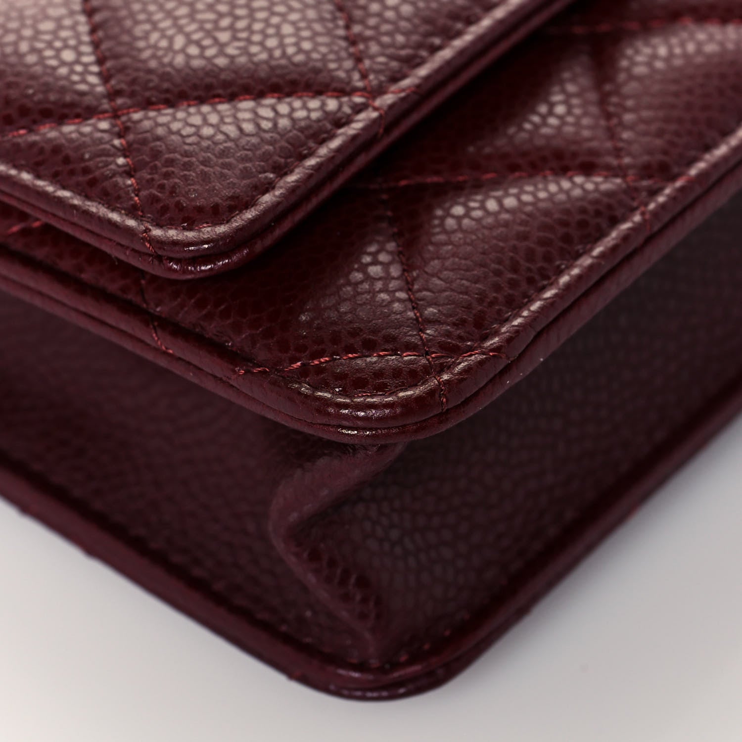 Chanel Caviar Quilted Wallet on Chain WOC Burgundy 10 of 14