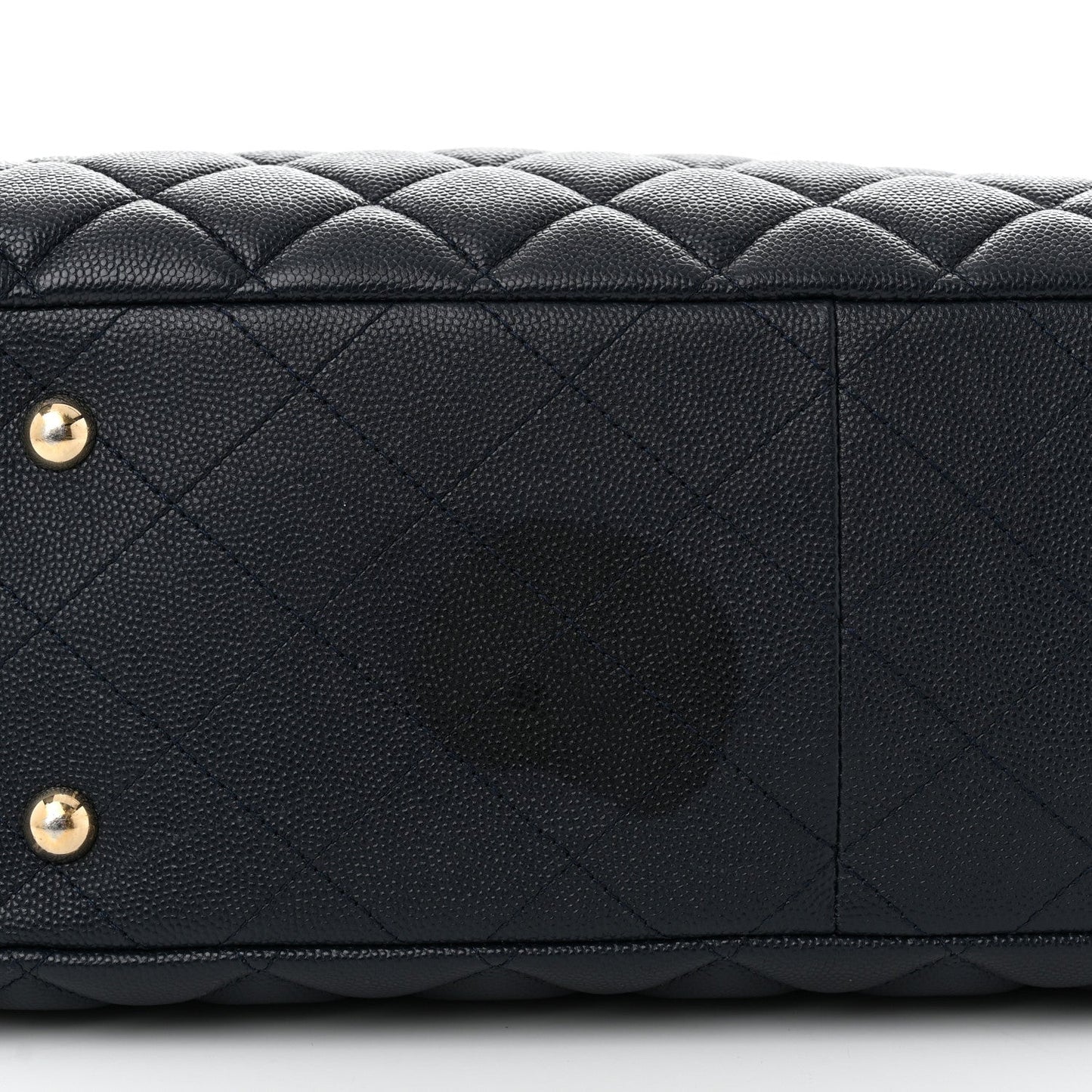 Caviar Quilted Large CC Shopping Tote Navy