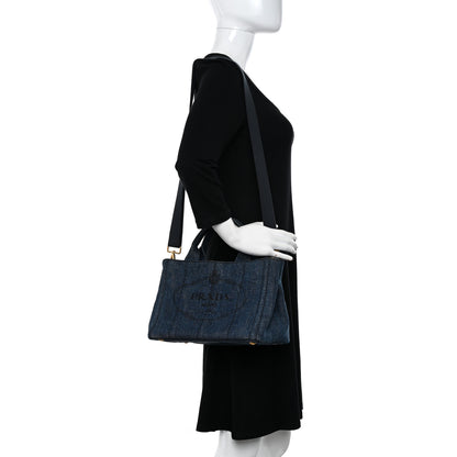 Prada Denim Logo Tote Bleu 2 of 10