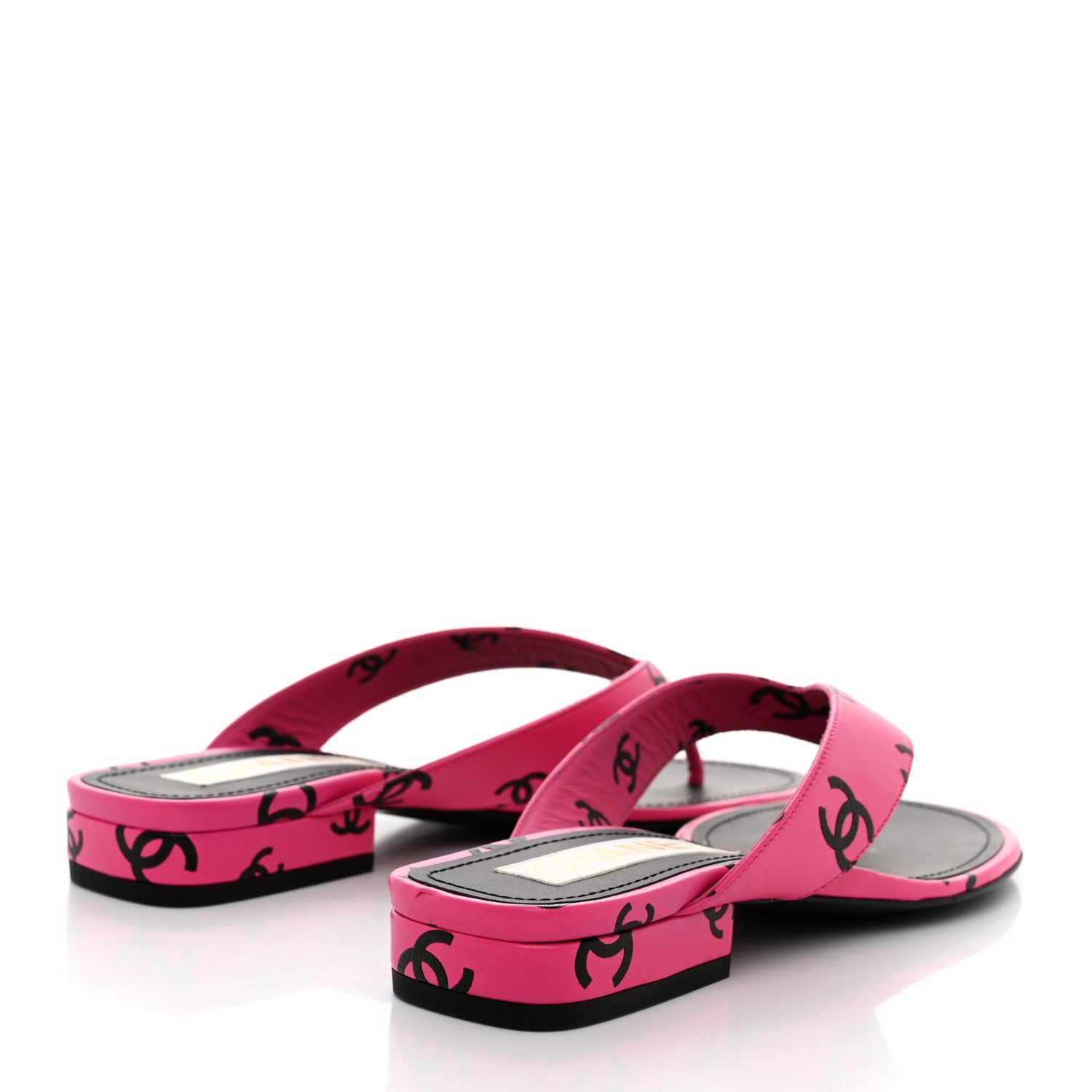 Chanel Printed Lambskin Coco Beach Thong Sandals 36 Dark Pink Black 4 of 10