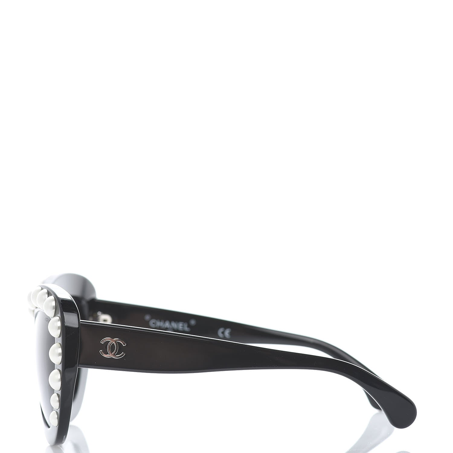Chanel Pearl Cat Eye Sunglasses 71096 Black 3 of 7