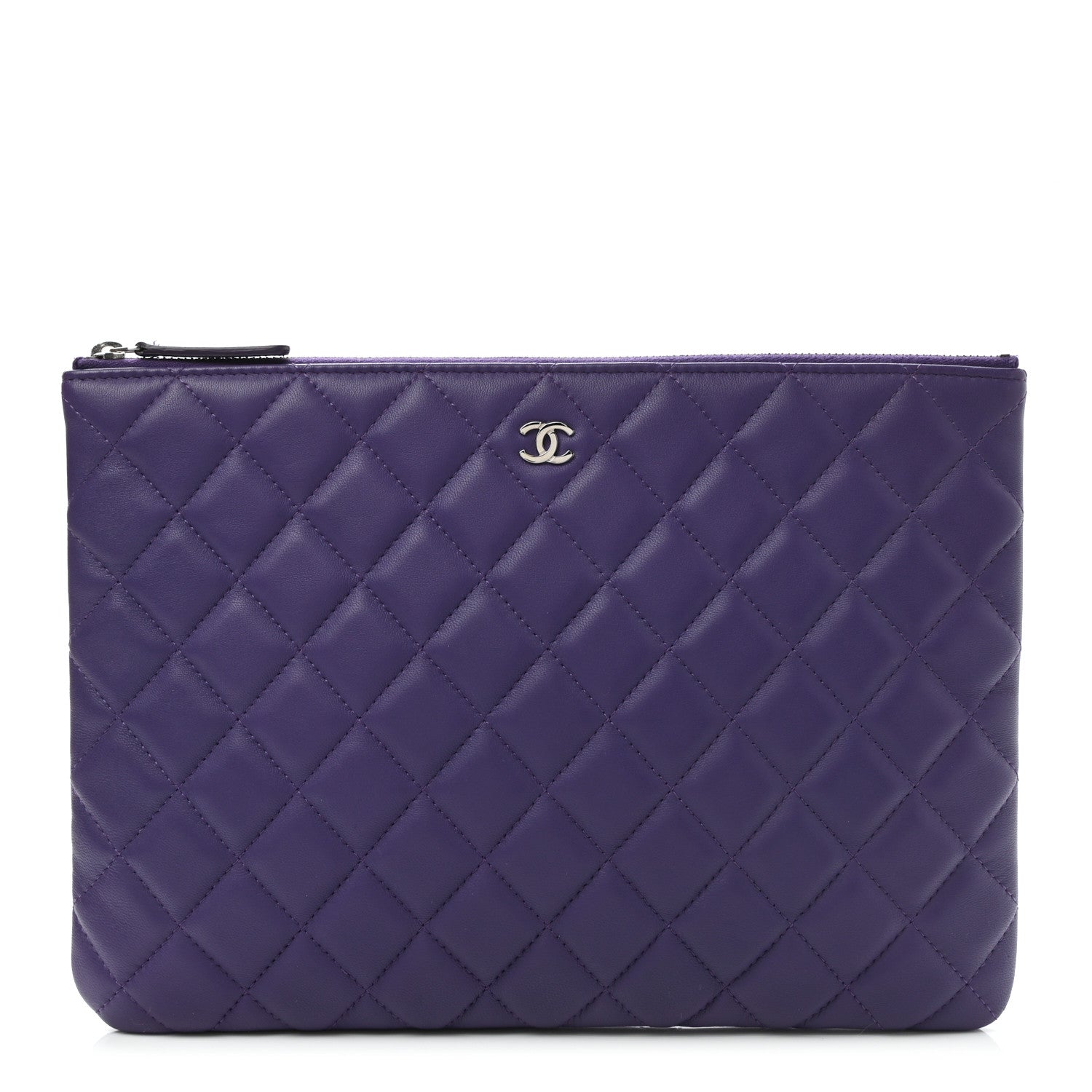 Chanel Lambskin Quilted Medium Cosmetic Case Purple 1 of 7