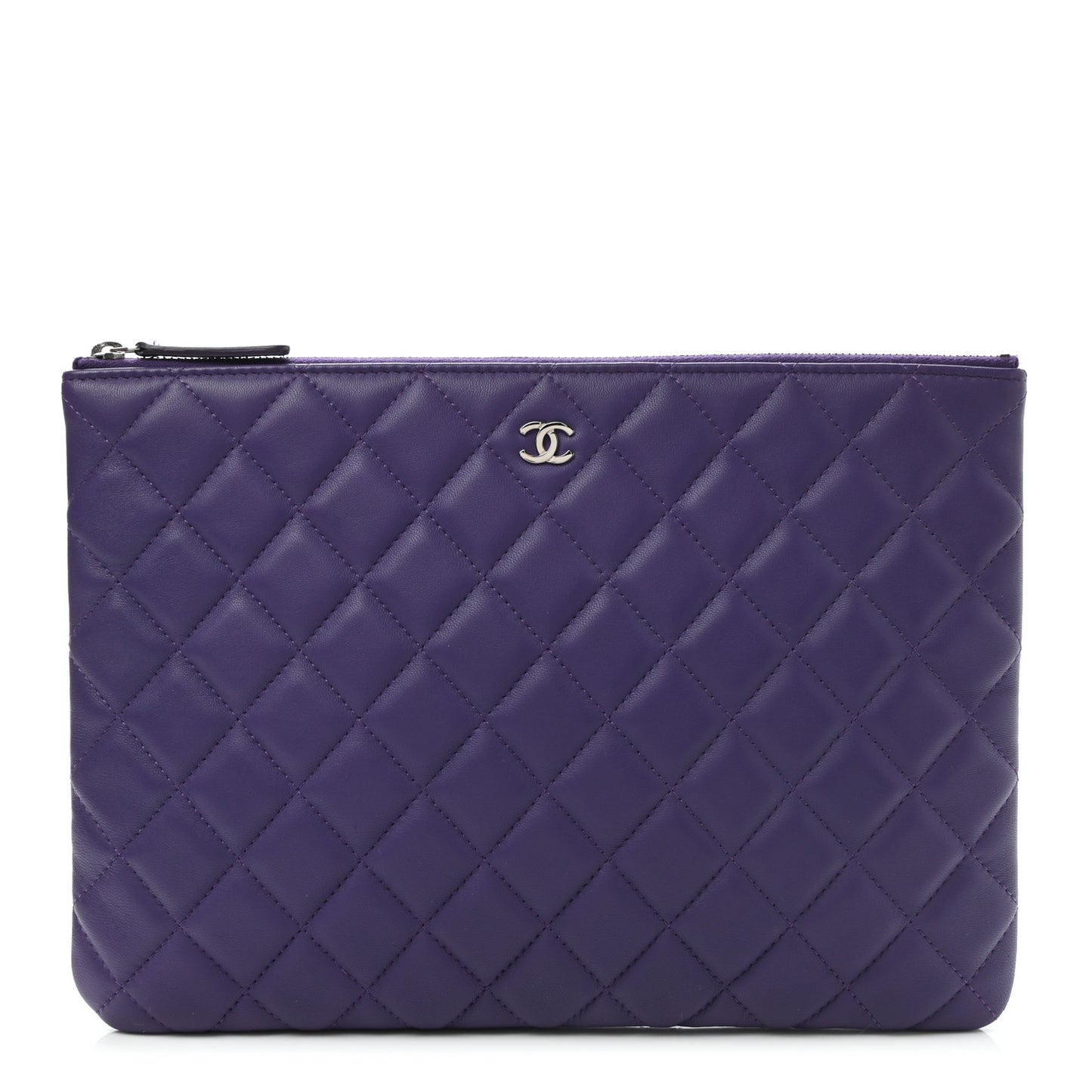 Lambskin Quilted Medium Cosmetic Case Purple