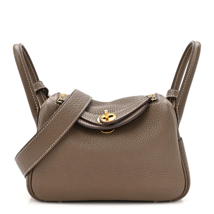 Hermes Taurillon Clemence Mini Lindy 20 Etoupe 1 of 15