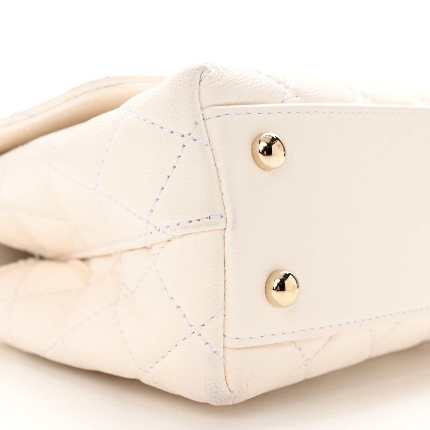 Caviar Quilted Mini Coco Handle Flap White