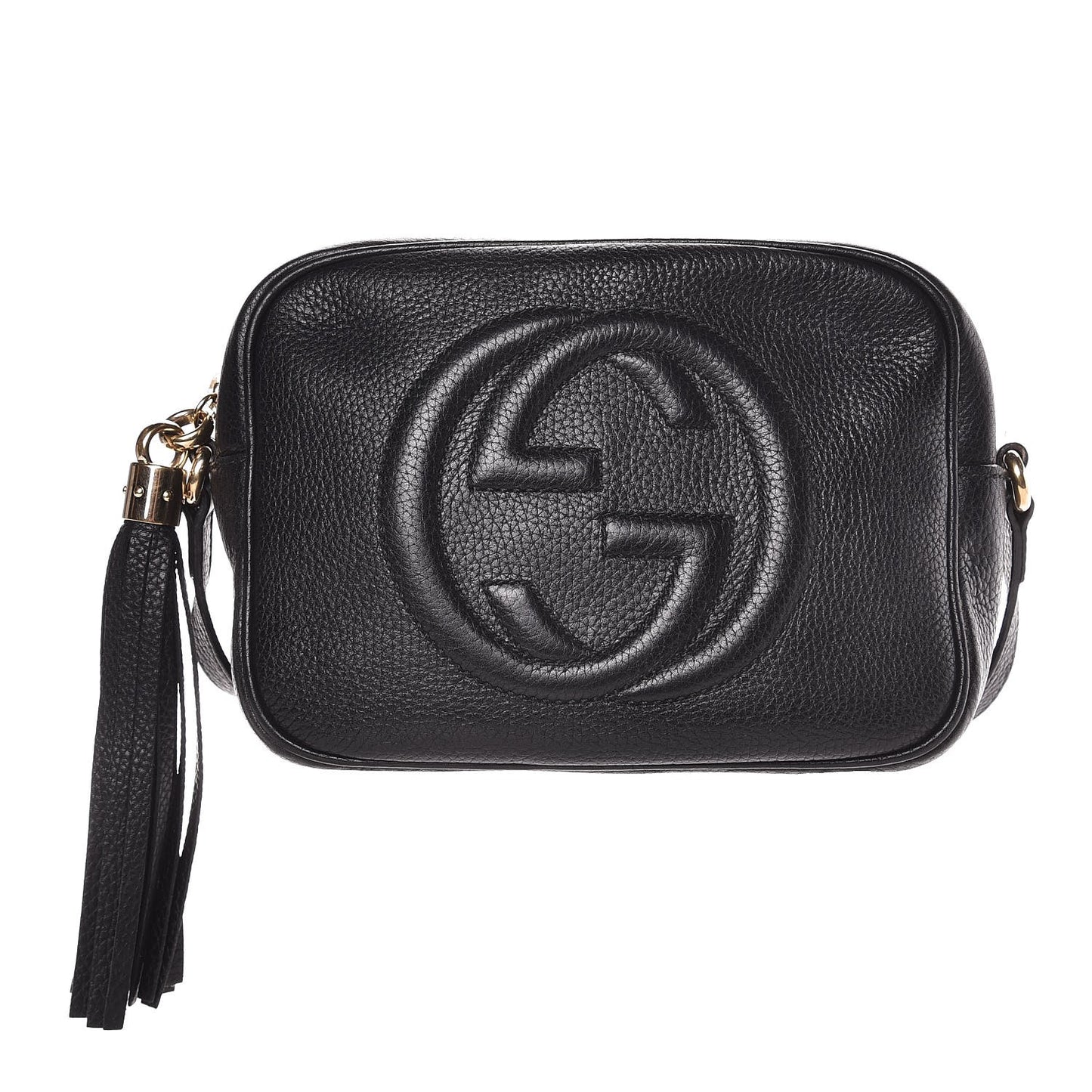 Pebbled Calfskin Small Soho Disco Bag Black