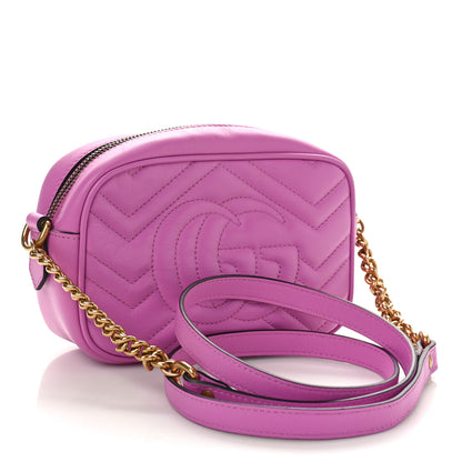 Gucci Calfskin Matelasse Mini GG Marmont Chain Shoulder Bag Candy Mousse 3 of 9