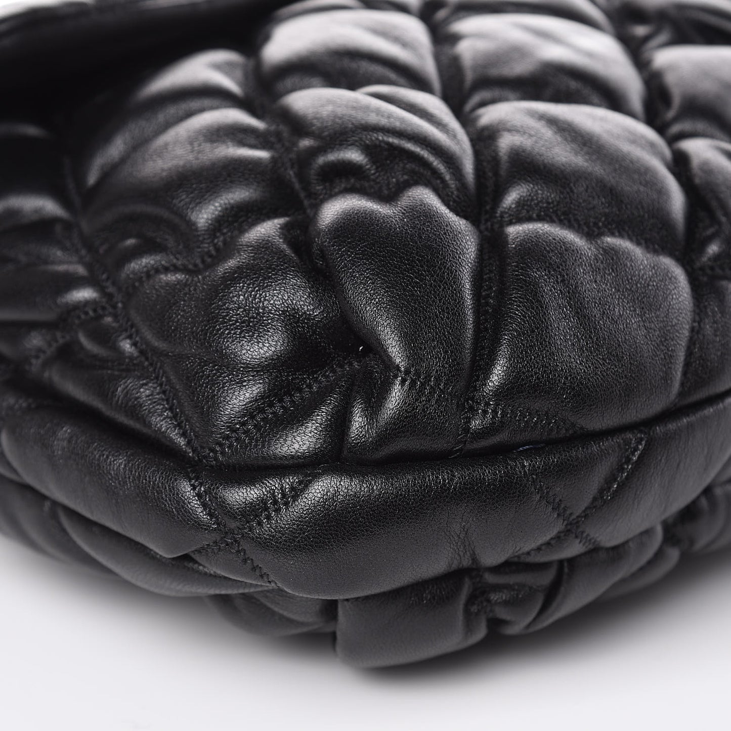 Lambskin Bubble Quilt Flap Bag Black