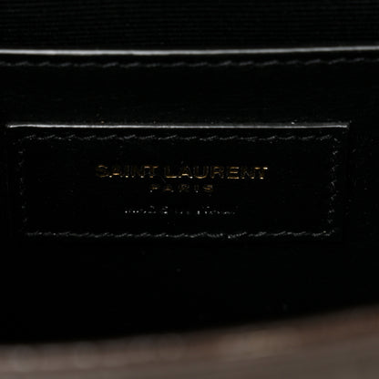Saint Laurent Calfskin Crocodile Embossed Small Classic Monogram Kate Tassel Satchel Dark Brown 6 of 9