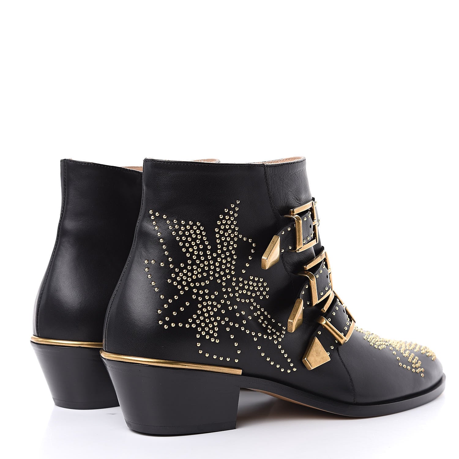 Chloe Nappa Sheepskin Studded Susanna Ankle Boots 39.5 Black 4 of 8