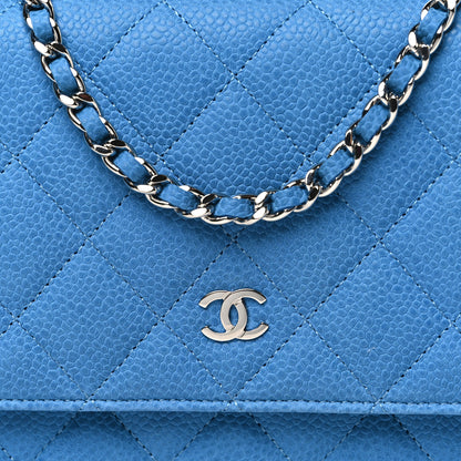 Chanel Iridescent Caviar Quilted Wallet on Chain WOC Blue 9 of 13