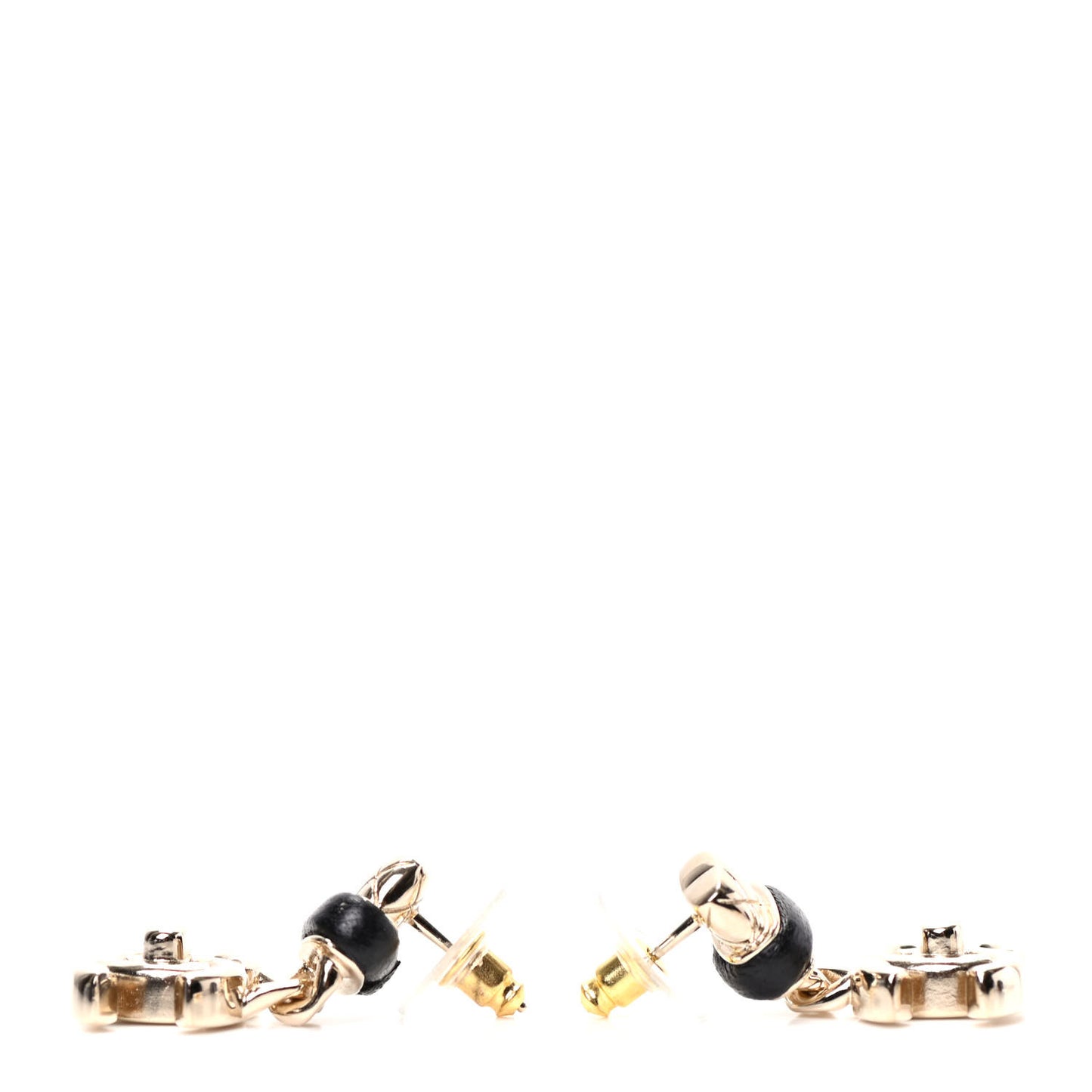 Lambskin CC Turnlock Drop Earrings Gold Black