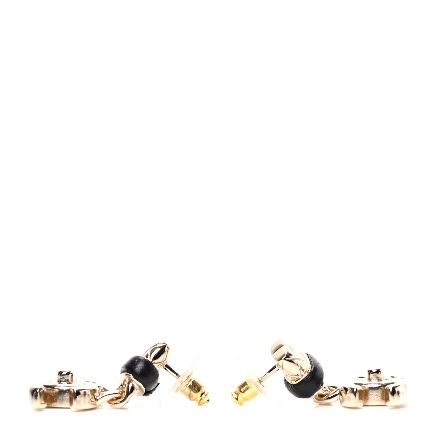 Chanel Lambskin CC Turnlock Drop Earrings Gold Black 2 of 4