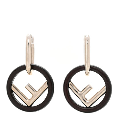 Fendi Metal Lambskin F is Fendi Hoop Drop Earrings Silver 1 of 4