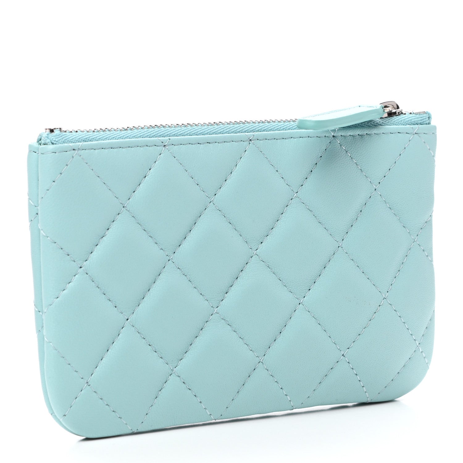 Chanel Lambskin Quilted Small Cosmetic Case Light Blue 3 of 7
