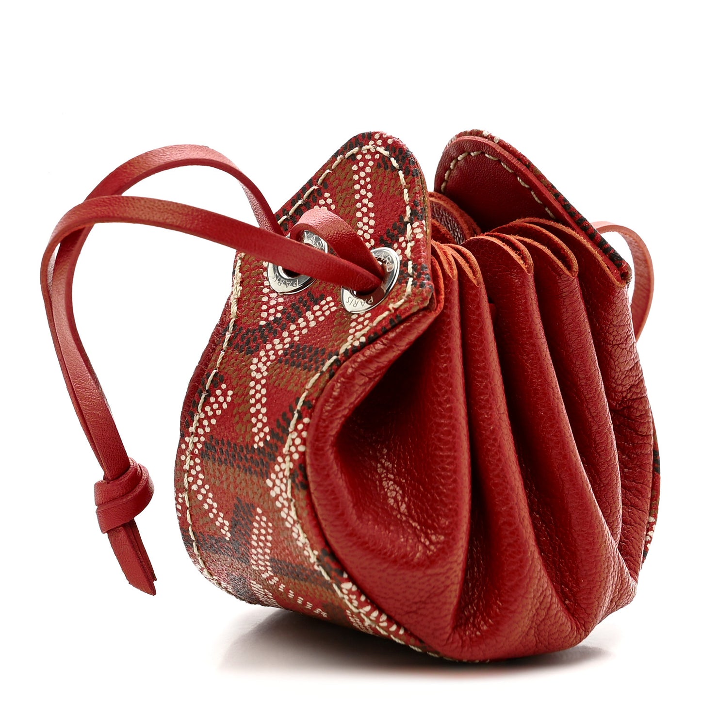 Goyardine Drawstring Coin Pouch Red