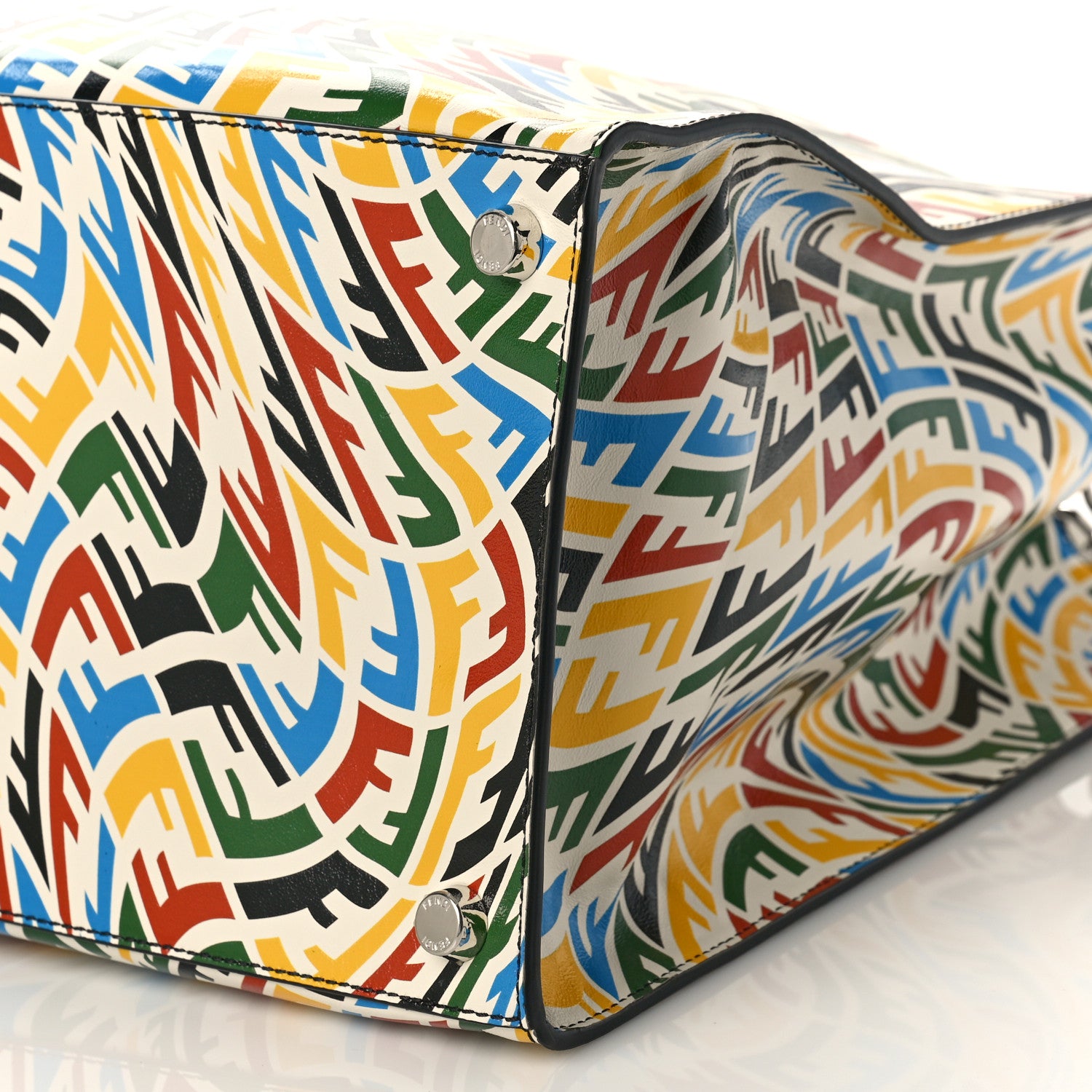 Fendi X SARAH COLEMAN Vitello Grace Light FF Vertigo Shopping Tote White Ice Multicolor 8 of 8