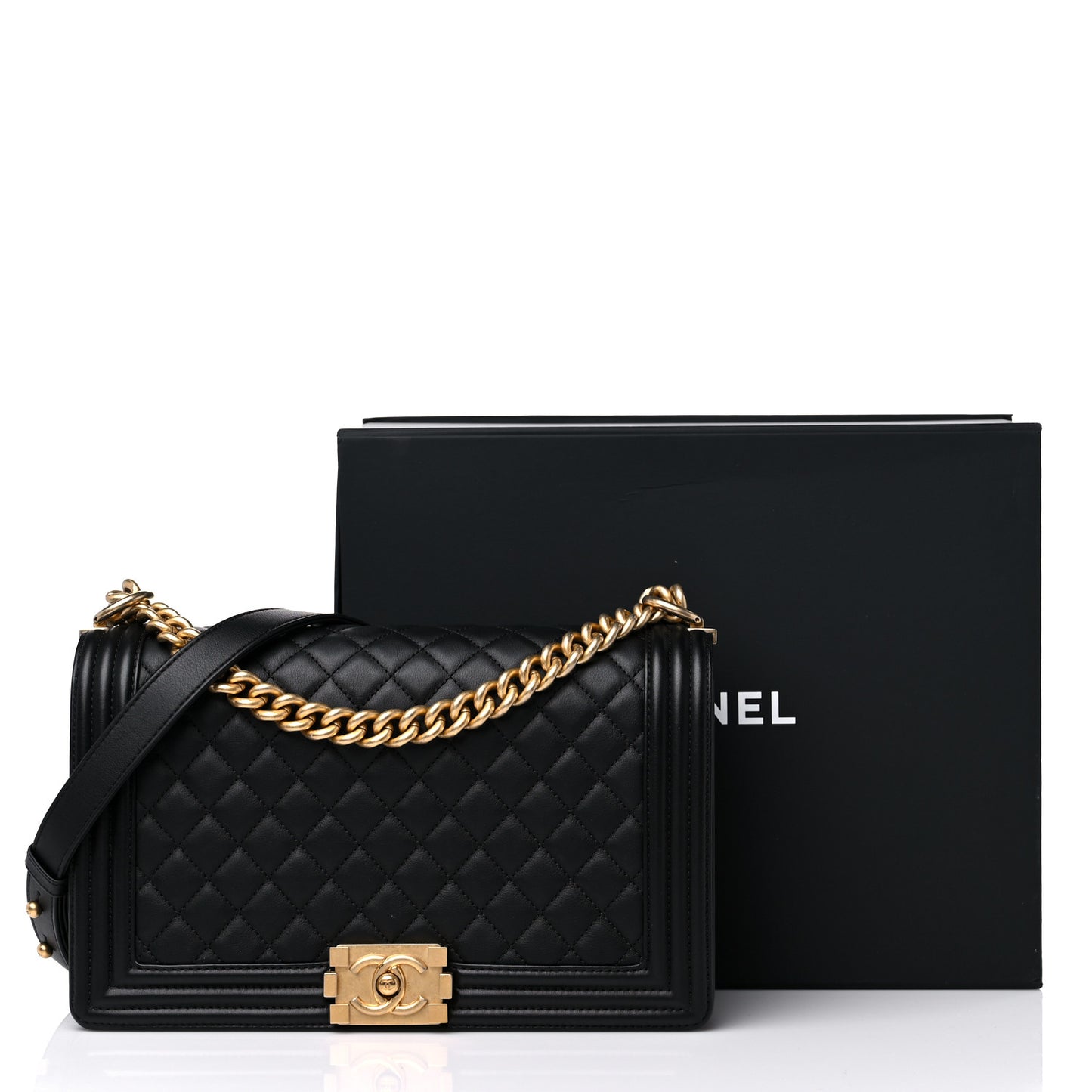 Calfskin Quilted New Medium Boy Flap Black
