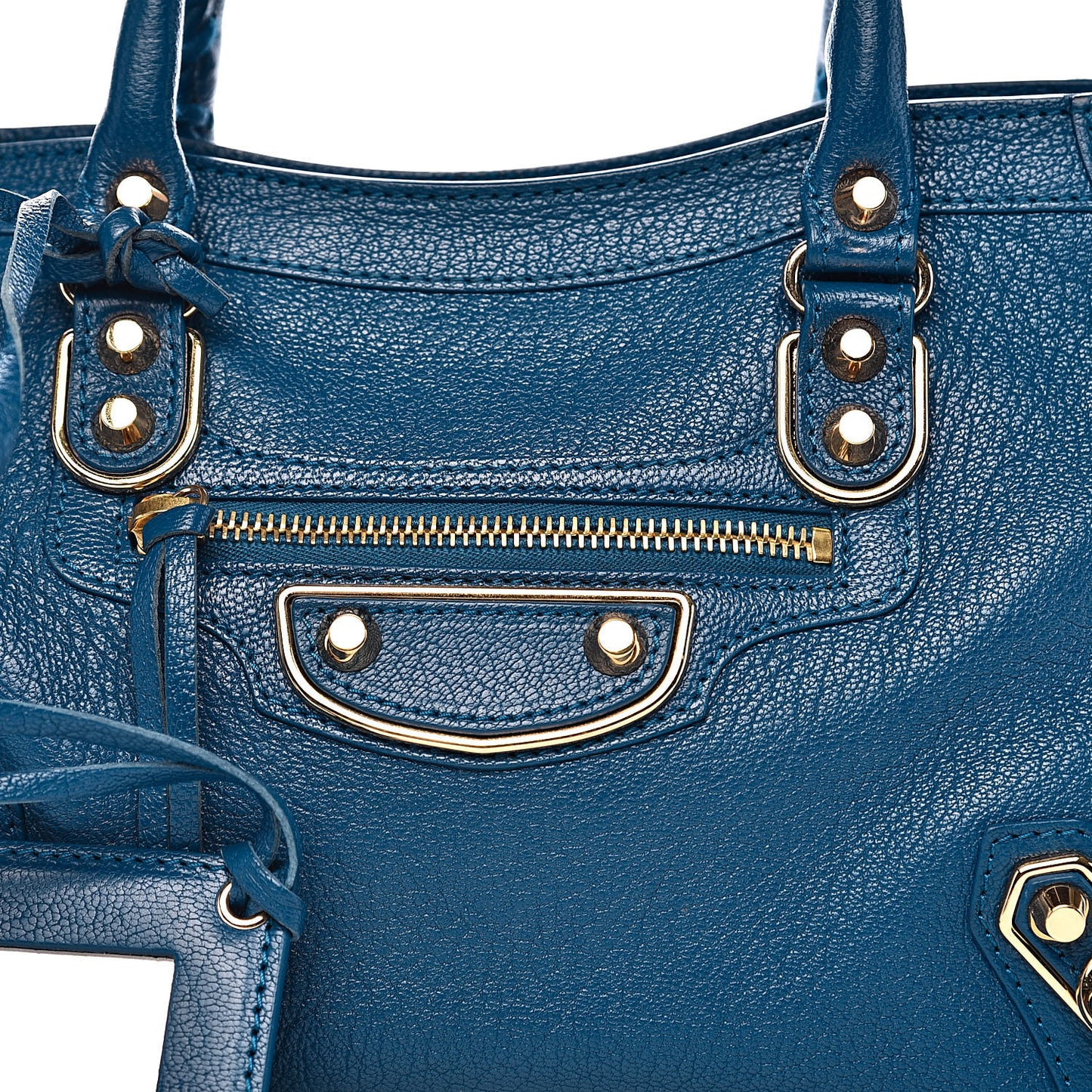 Shiny Goatskin Gold Metallic Edge Hardware S City Bleu Abysse